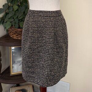 Boden Brown Wool Blend Tweed Skirt Metallic Thread sz 6